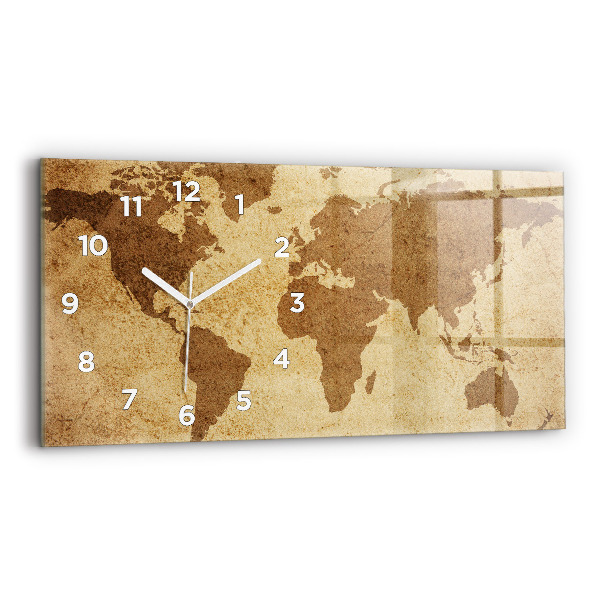 Horloge rectangulaire horizontale Carte du monde vintage