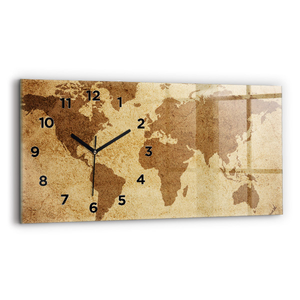 Horloge rectangulaire horizontale Carte du monde vintage