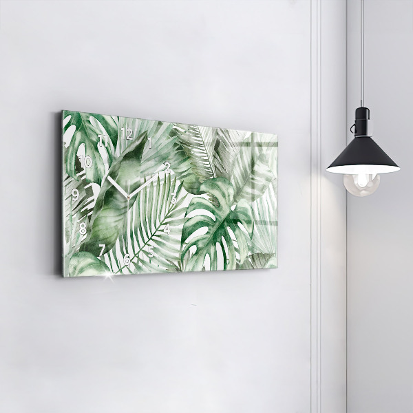 Horloge murale horizontale Feuilles de plantes