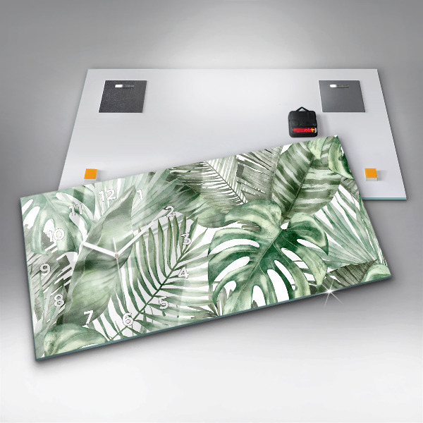 Horloge murale horizontale Feuilles de plantes