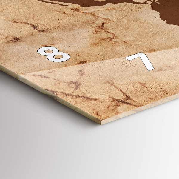 Horloge rectangulaire horizontale Carte du monde vintage