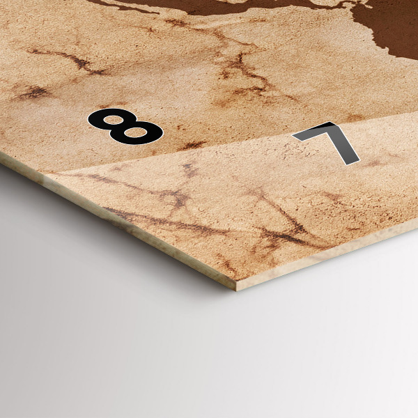 Horloge rectangulaire horizontale Carte du monde vintage