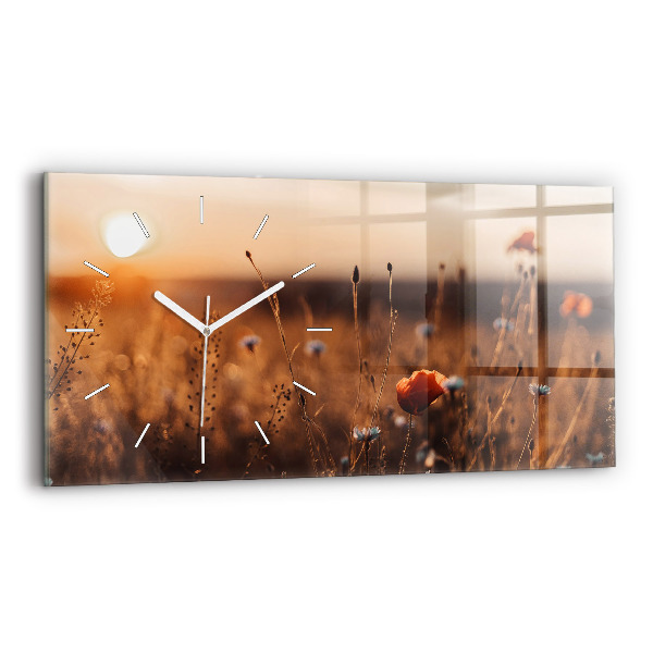 Horloge murale horizontale Lever de soleil sur le terrain