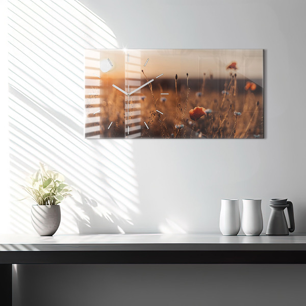 Horloge murale horizontale Lever de soleil sur le terrain