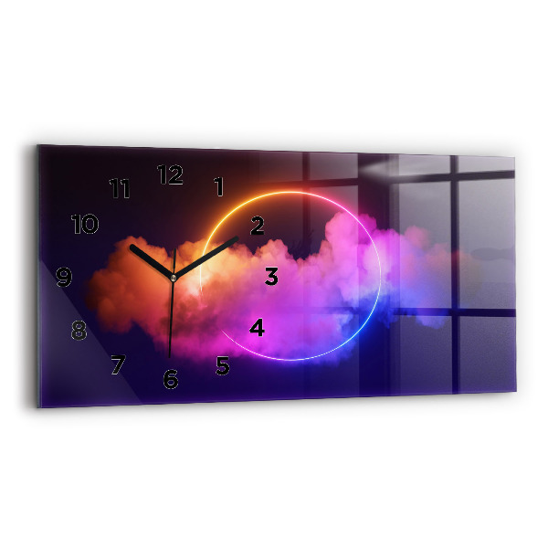 Horloge murale horizontale Résumé de fumée 3D