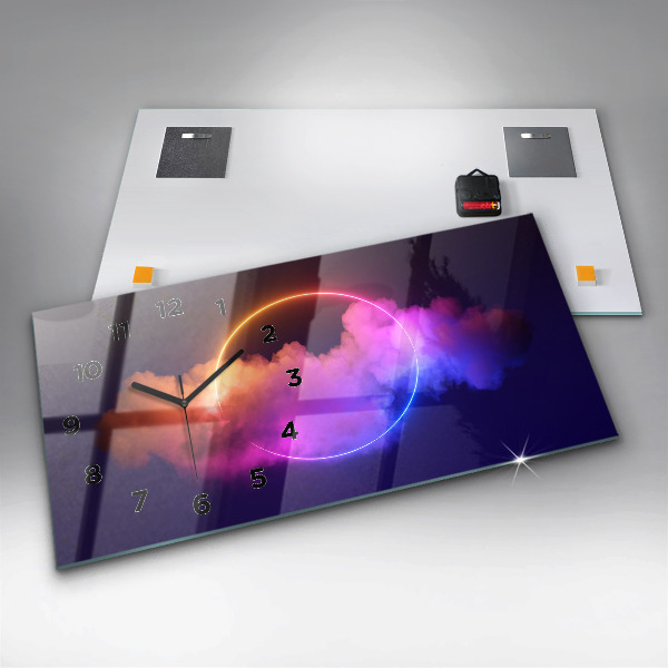 Horloge murale horizontale Résumé de fumée 3D