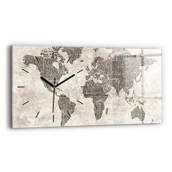Horloge murale horizontale Journal de la carte du monde