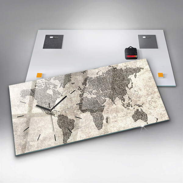 Horloge murale horizontale Journal de la carte du monde