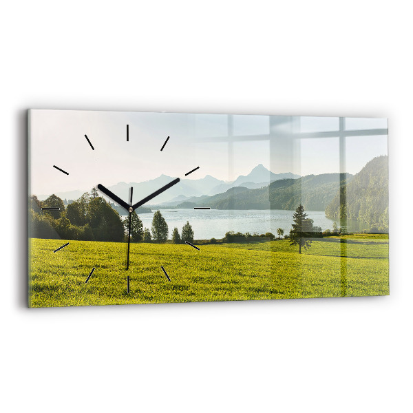 Horloge murale horizontale Montagnes et champs