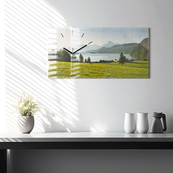 Horloge murale horizontale Montagnes et champs