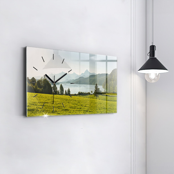 Horloge murale horizontale Montagnes et champs