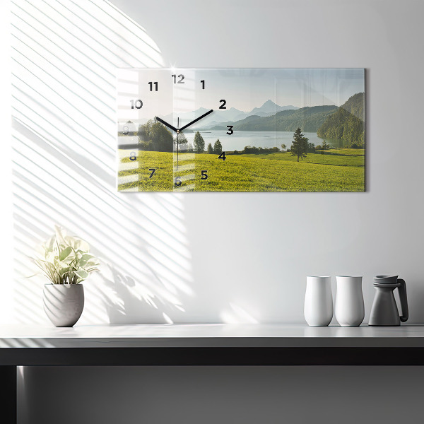 Horloge murale horizontale Montagnes et champs