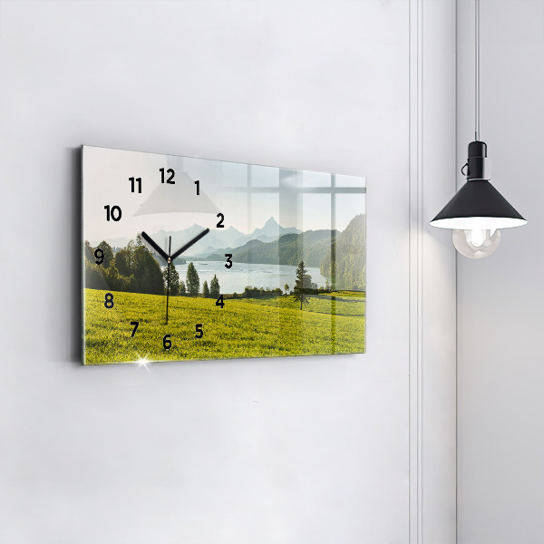 Horloge murale horizontale Montagnes et champs