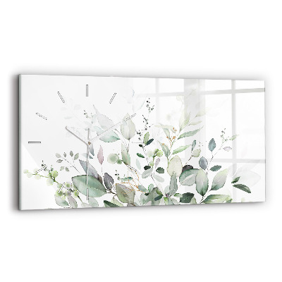 Horloge murale horizontale Feuilles de plantes