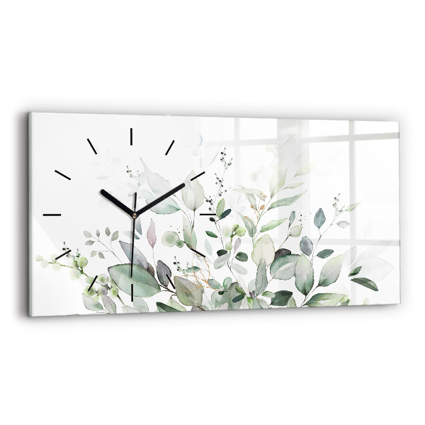Horloge murale horizontale Feuilles de plantes