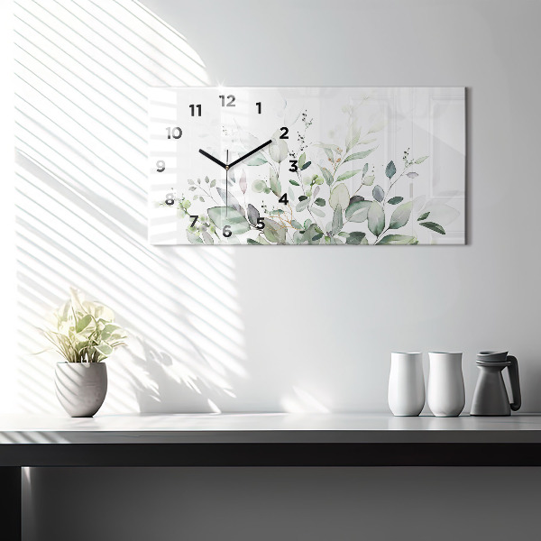 Horloge murale horizontale Feuilles de plantes