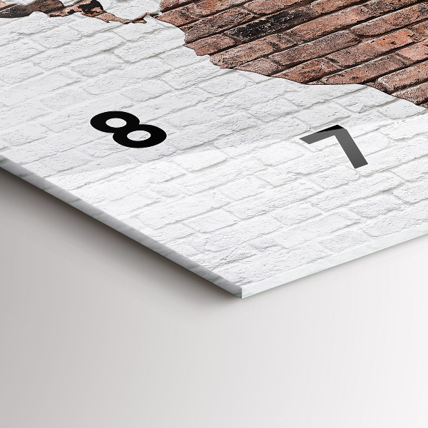 Horloge murale horizontale Carte du monde en briques