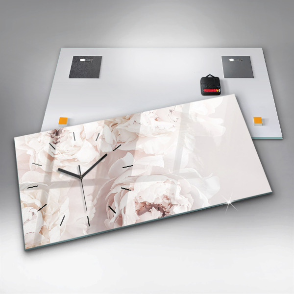 Horloge murale horizontale Fleurs de pivoine