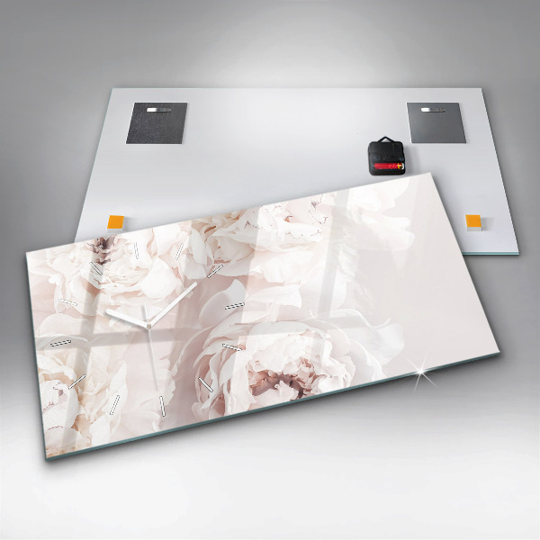 Horloge murale horizontale Fleurs de pivoine