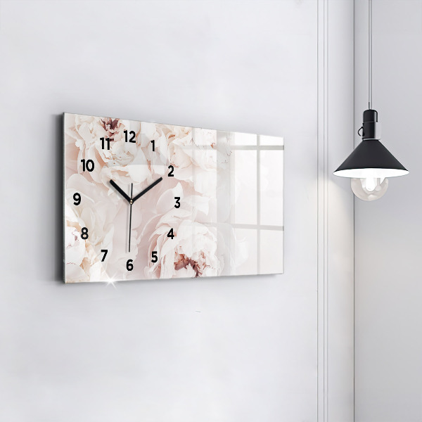 Horloge murale horizontale Fleurs de pivoine