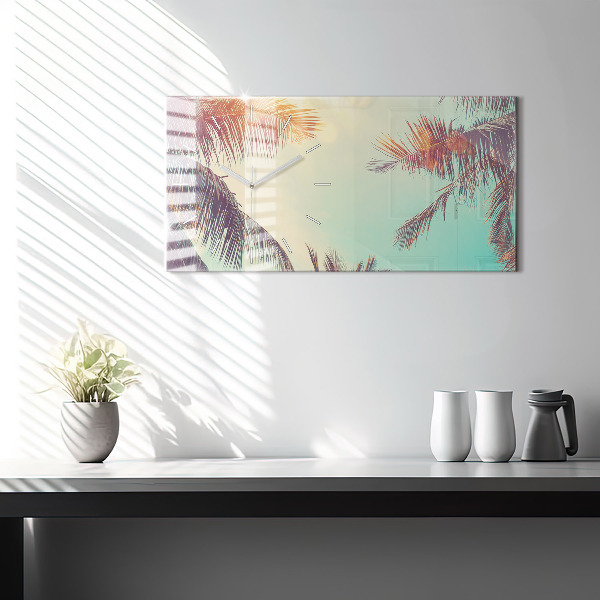 Horloge murale horizontale Palmiers tropicaux