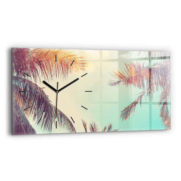 Horloge murale horizontale Palmiers tropicaux