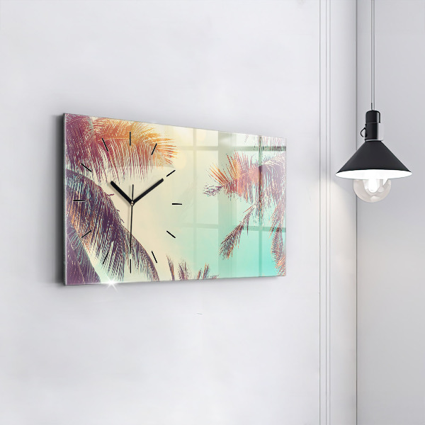 Horloge murale horizontale Palmiers tropicaux