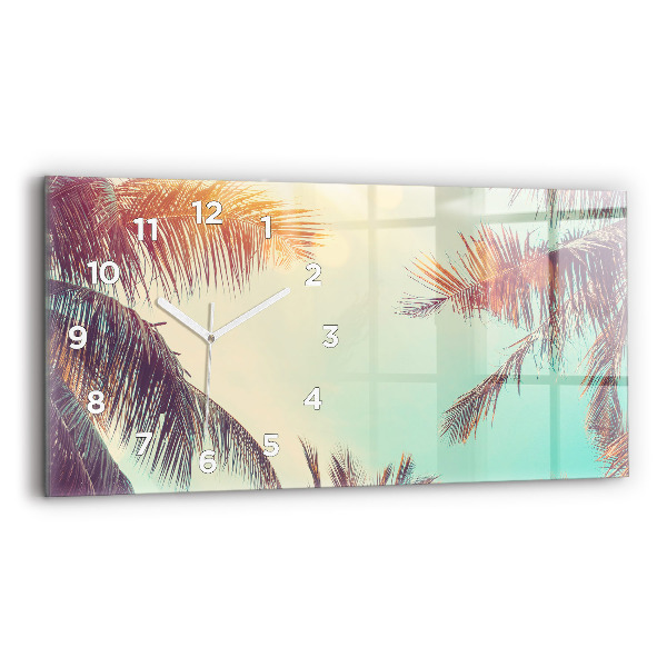 Horloge murale horizontale Palmiers tropicaux