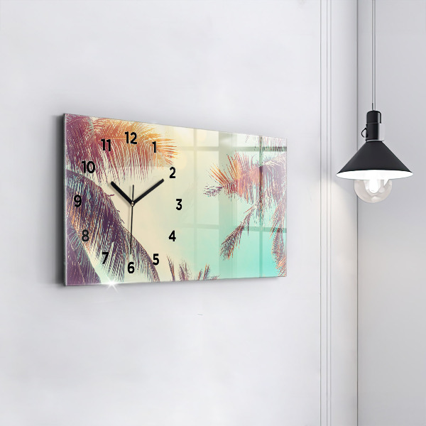 Horloge murale horizontale Palmiers tropicaux