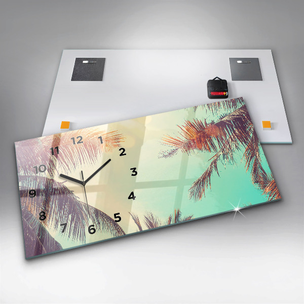 Horloge murale horizontale Palmiers tropicaux