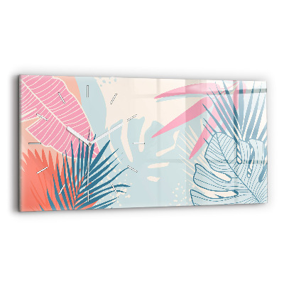 Horloge murale horizontale Feuilles pastel