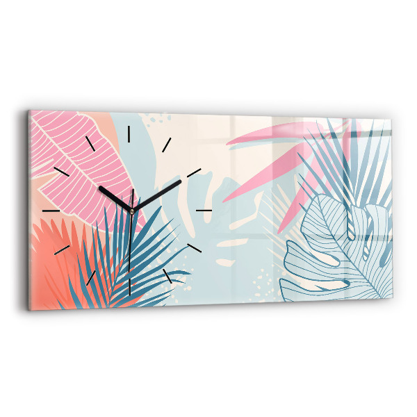Horloge murale horizontale Feuilles pastel