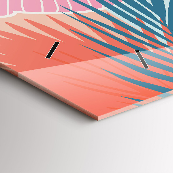 Horloge murale horizontale Feuilles pastel