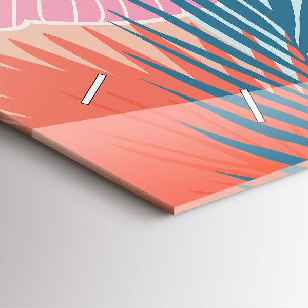 Horloge murale horizontale Feuilles pastel