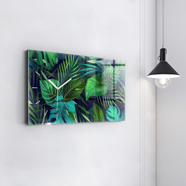 Horloge murale horizontale Feuilles exotiques