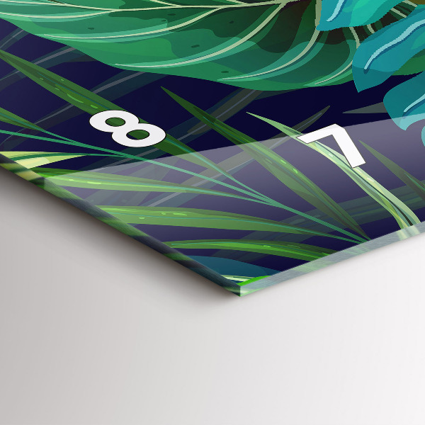 Horloge murale horizontale Feuilles exotiques