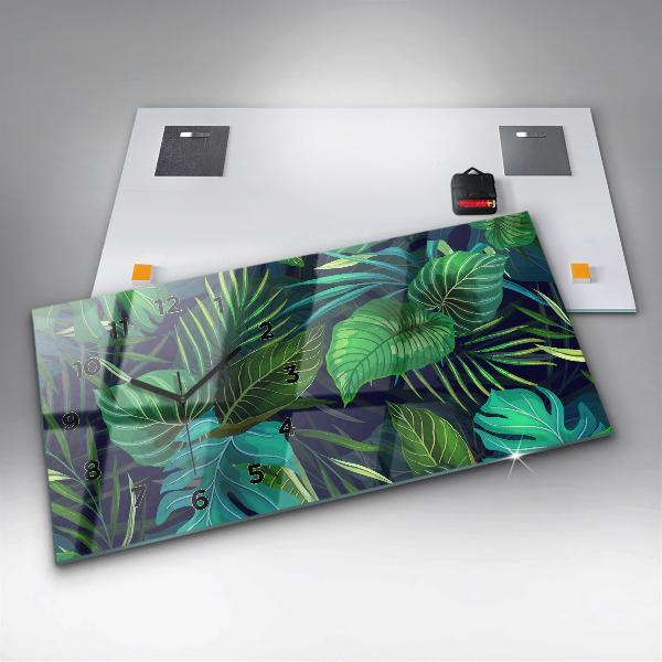Horloge murale horizontale Feuilles exotiques