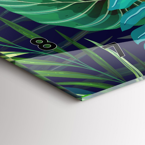 Horloge murale horizontale Feuilles exotiques