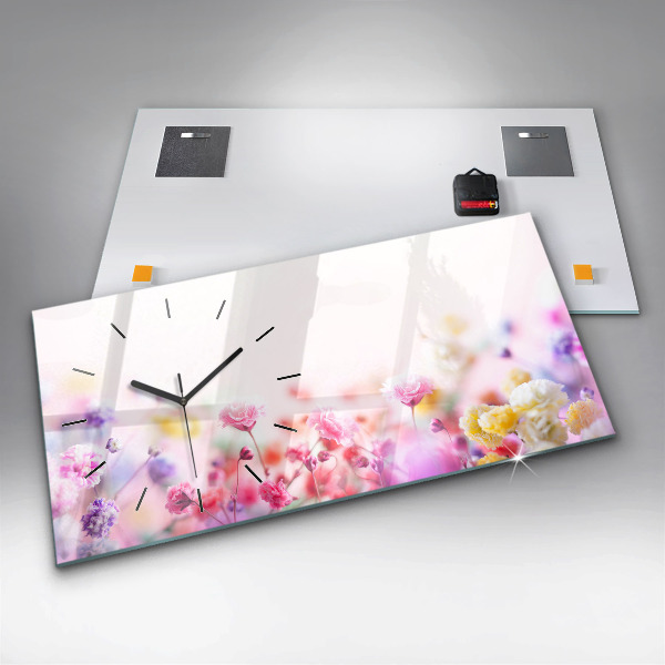 Horloge murale horizontale Fleurs dans le pré