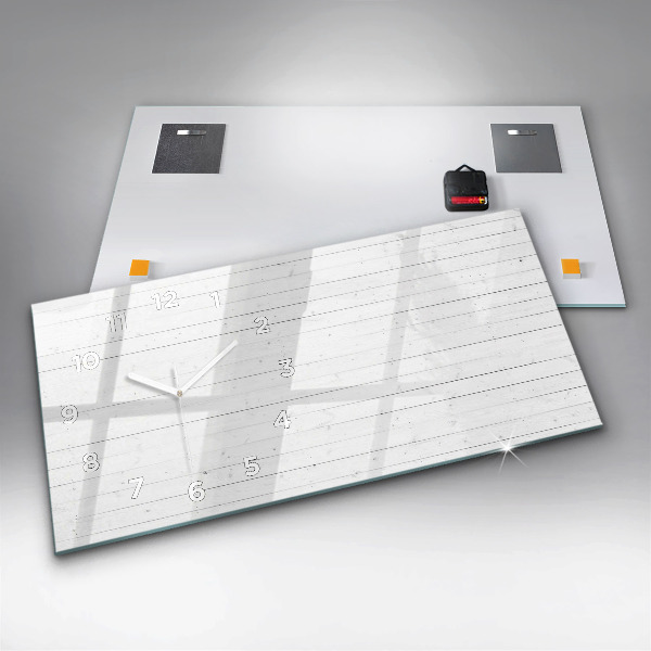 Horloge murale horizontale Motif de panneaux en bois