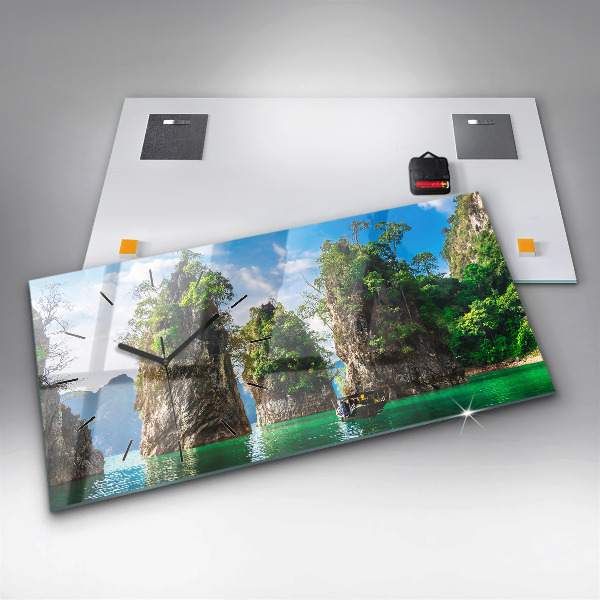 Horloge murale horizontale Lac arbres nature