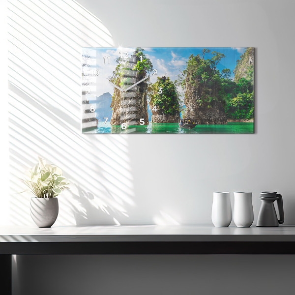 Horloge murale horizontale Lac arbres nature