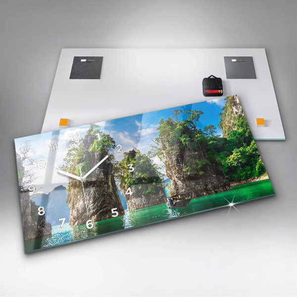 Horloge murale horizontale Lac arbres nature