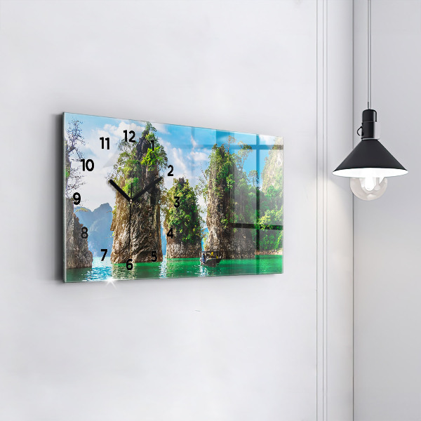 Horloge murale horizontale Lac arbres nature