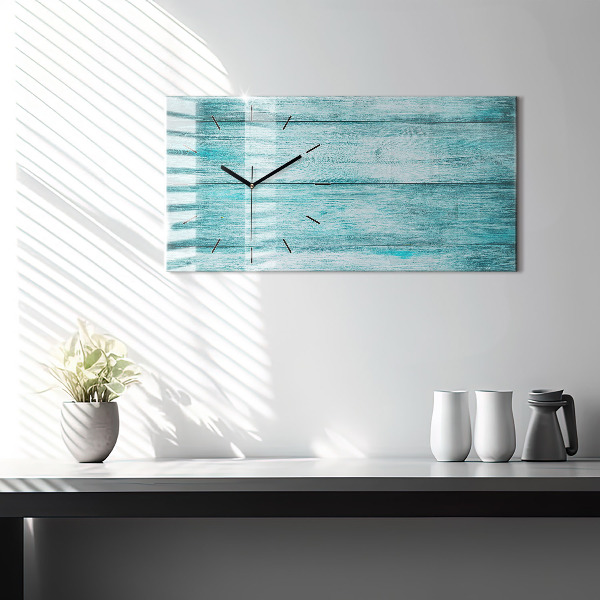 Horloge murale horizontale Vieux bois bleu