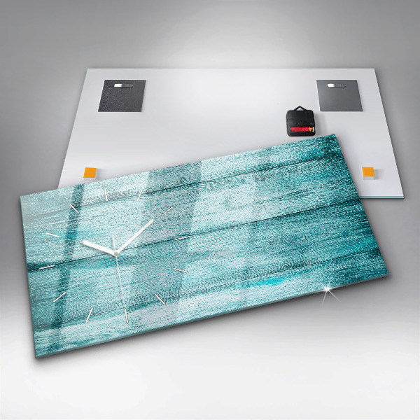 Horloge murale horizontale Vieux bois bleu