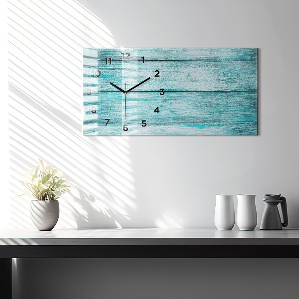 Horloge murale horizontale Vieux bois bleu