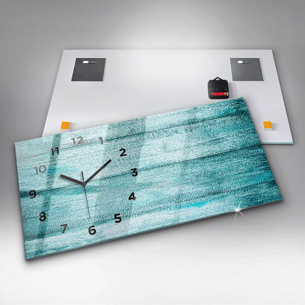 Horloge murale horizontale Vieux bois bleu
