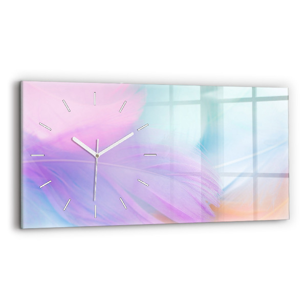 Horloge murale horizontale plumes colorées