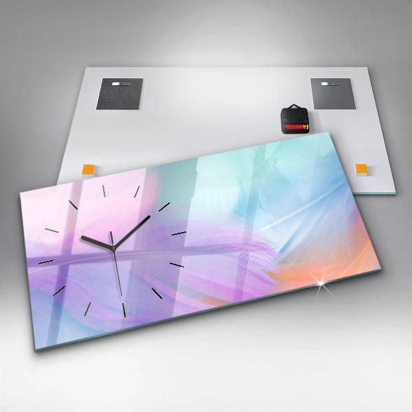 Horloge murale horizontale plumes colorées